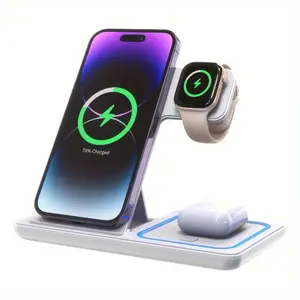 Wireless Charger, 3-in-1 Charging Station, Fast Wireless Charging Dock for iPhone 14/13/12/11/Pro/Max/Plus/XS/XR/X/8, Compatible with Apple Watch 8/7/6/5/4/3/2/SE and AirPods