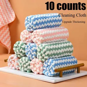 10 Counts Microfiber Cleaning Cloth Thickened,Reusable and Washable Towels,Super Soft Absorbent Dish Rags Cloths,Suitable for Cleaning Kitchens,Random Color Upgrade Thickening.