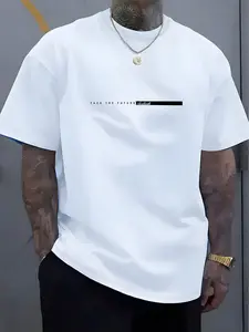 Men's Casual Short Sleeve Round Neck T-Shirt, Menswear, Streetwear, Graphic Letter Print Design, Perfect for Daily Wear, Ideal Gift for Him