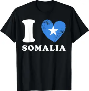I love Somalia Heart Flag Somalia Summer Casual Shortsleeve Cotton T-Shirt