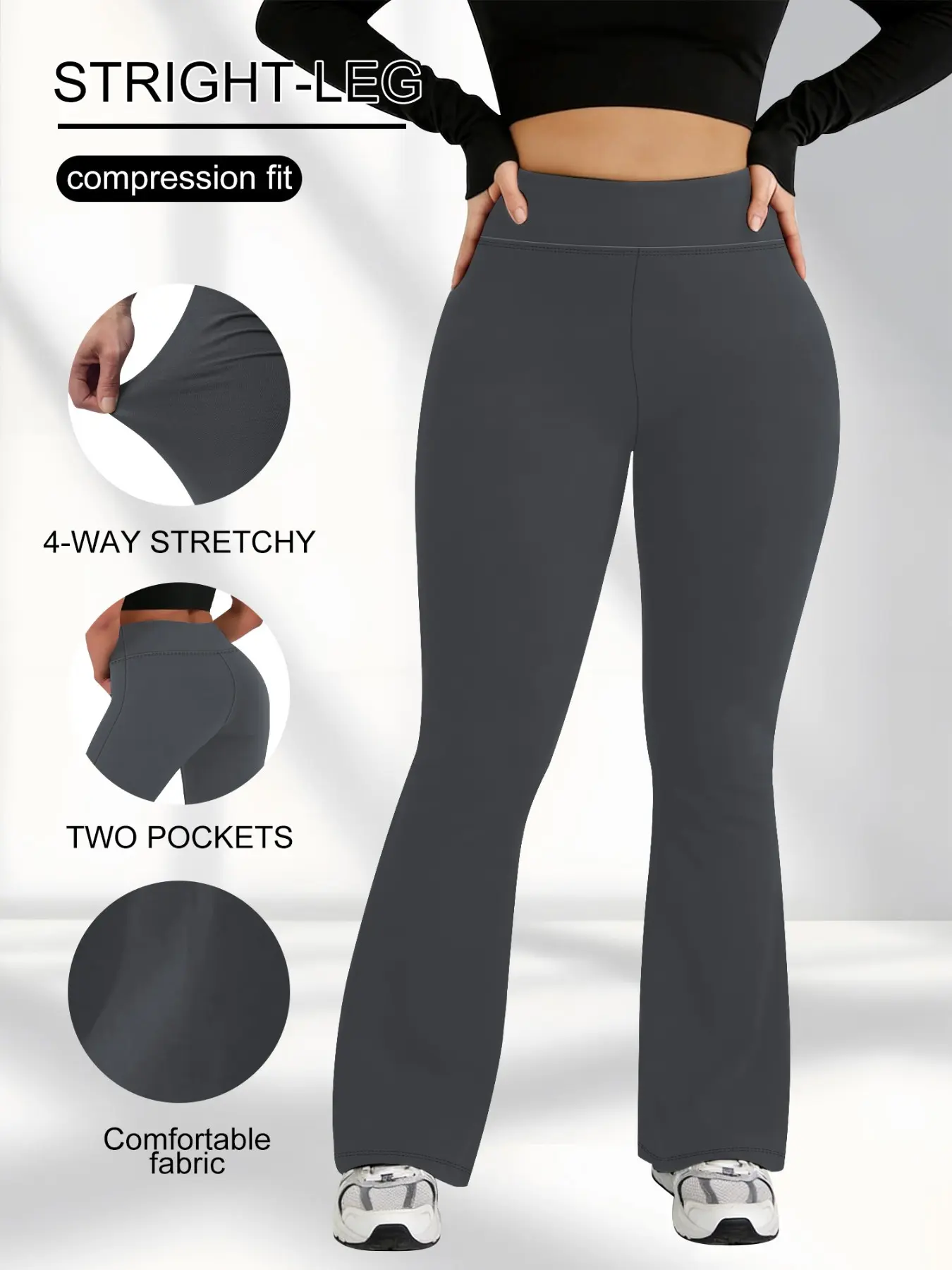 Plus Size Women's Flare Pants, Ultra Soft Warm Fabric, High Waist Yoga Pants, Slim-Fitting Casual Belly Control, Sporty Style, athleisure bottoms, Activewear Bottoms, Yoga Training Pants, Athleisure Fitness Pants