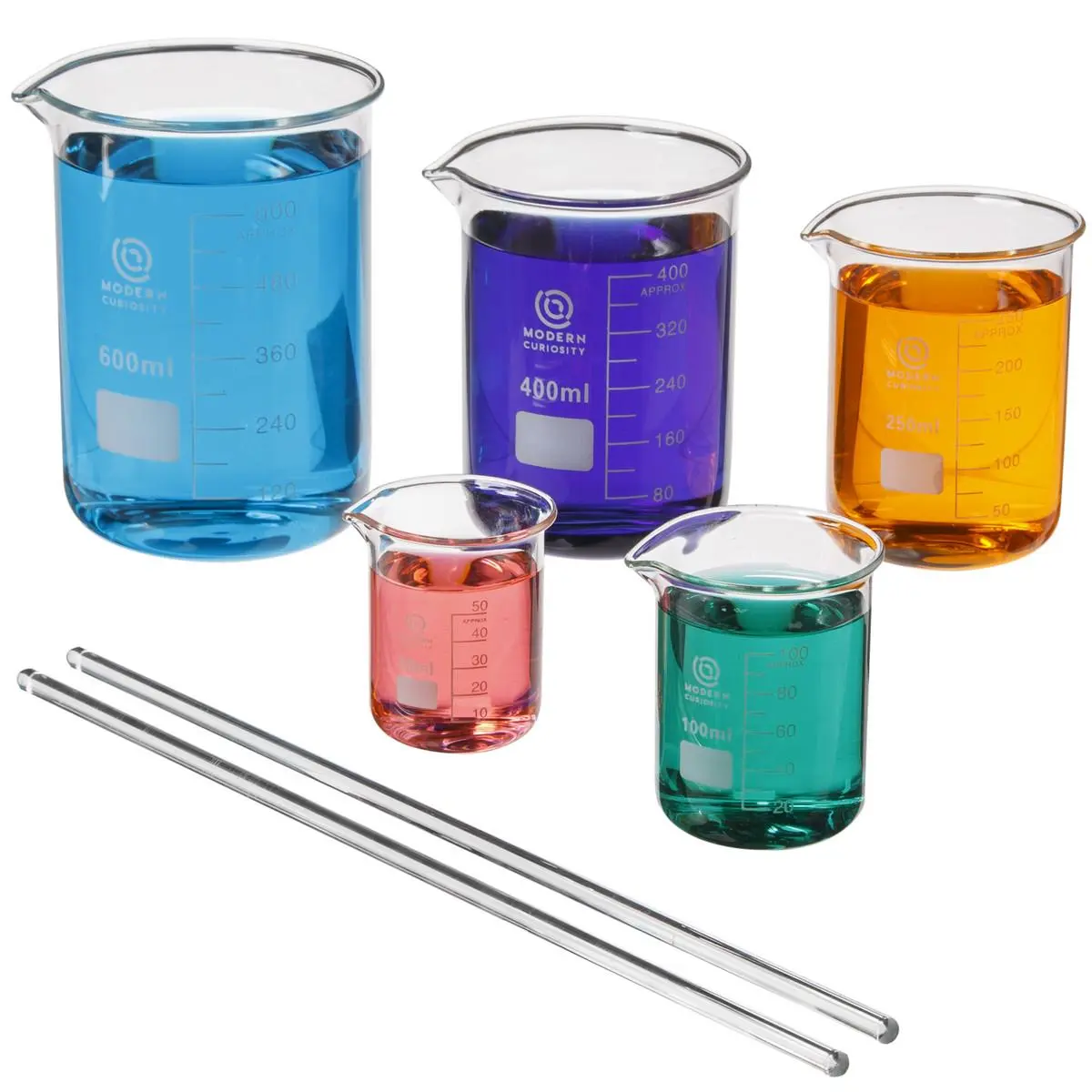 Brybelly  600 ml Glass Beakers - Pack of 5, Chemistry Experiments, Modern Curiosity