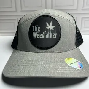 The Weedfather 420 Friendly Gray and Black Trucker Hat One Size Fits All with Godfather Inspired 420 Humor Design