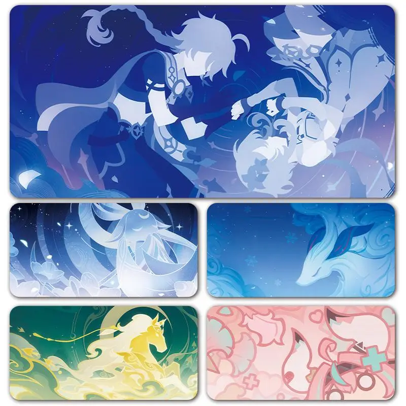 Video Game Character Columbina Furina Raiden Wanderer XXL Large Genshin Impact Namecard Mouse Pad Mouse Mat Desk Mat