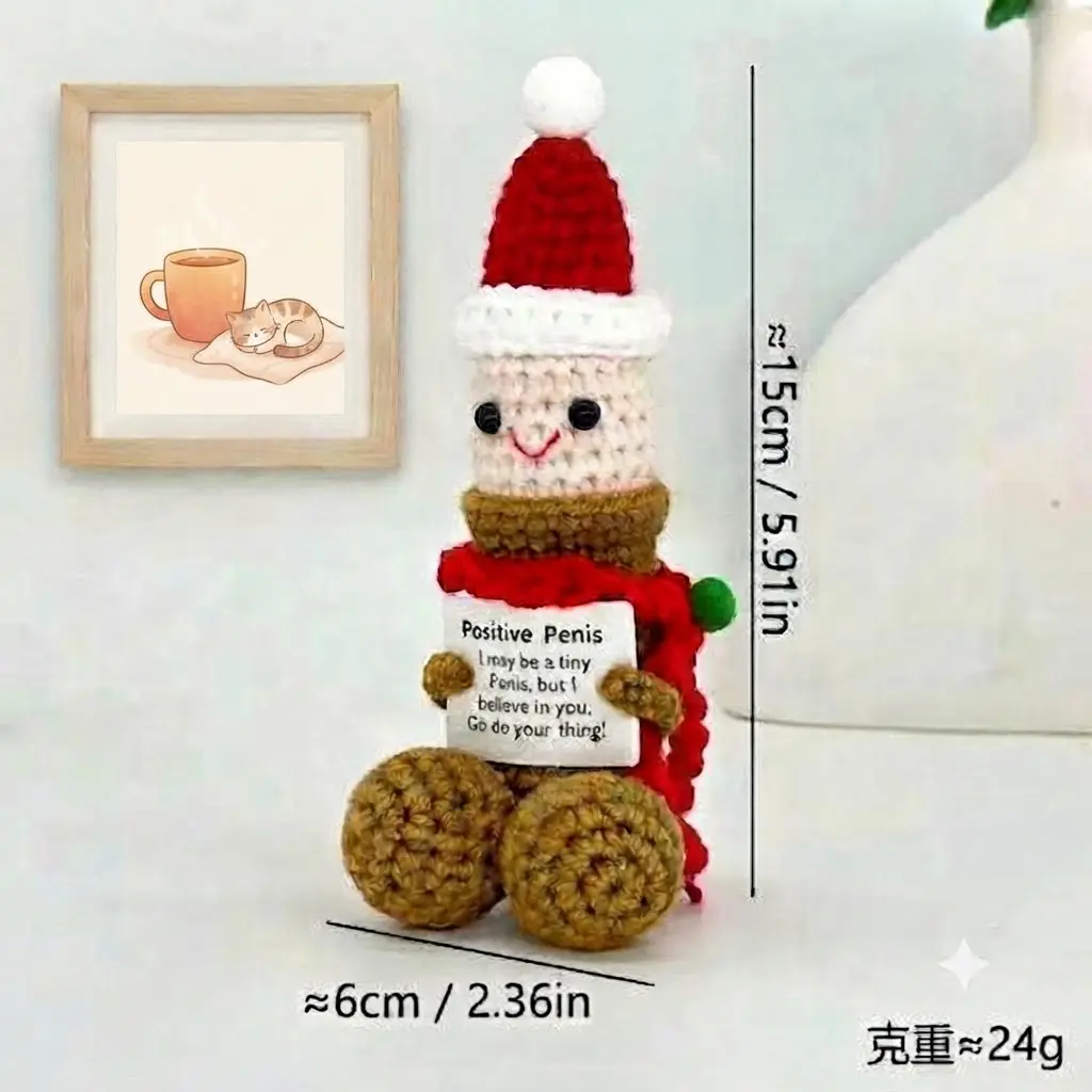 Mini Crochet Penis Ornament - Positive Deez Lightweight Decoration, Funny Men's Stuff for Christmas, Wall Display, Car Mirror Gift for Him