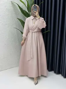 Women's Muslim Abaya Shirt Dress Long Sleeve Button Elegant Islamic Clothing, Modest Muslim Outfits, High-Quality Fabric, Fitted Style, All Seasons Wear