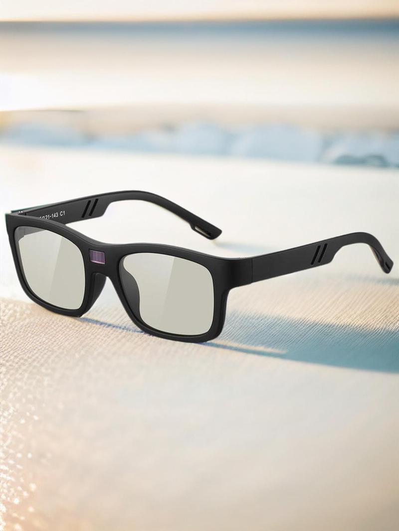 Paleshy 0.1 Seconds Photochromic Polarized Sunglasses Square UV Protection Smart Glasses for Men Women Lightweight TR Frame Durable Eyewear Wearable Card