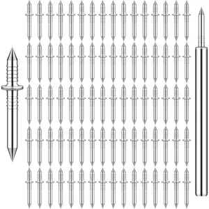 100 PCS Double-Headed Skirting Nails - Invisible Solid Wood Baseboard Fasteners with Sleeve Tool (Seamless Finishing)