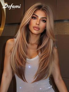 22 inch long straight wigs for women, gorgeous fluffy wigs without bangs, synthetic lace front wigs for party, daily use