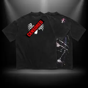 The Dark Style Symbiote Double Printed Oversize Lightweight Acid Washed Tee TV Show Graphic Top Cotton Gift T-Shirt For Comic Lover, Gift T-Shirt For Movie Lover