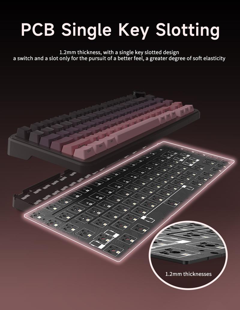 AJAZZ AK820 MAX PLUS Wireless Mechanical Keyboard with TFT Screen & Knobs Gasket Architecture 3-mode 75% Hot Swappable Gaming PC Mac Linux Compatible Avocado Stalk Gift Ideals (Black Shark Red) Hot-Swappable Gaming Keyboard keyboar green  switch  keyboard