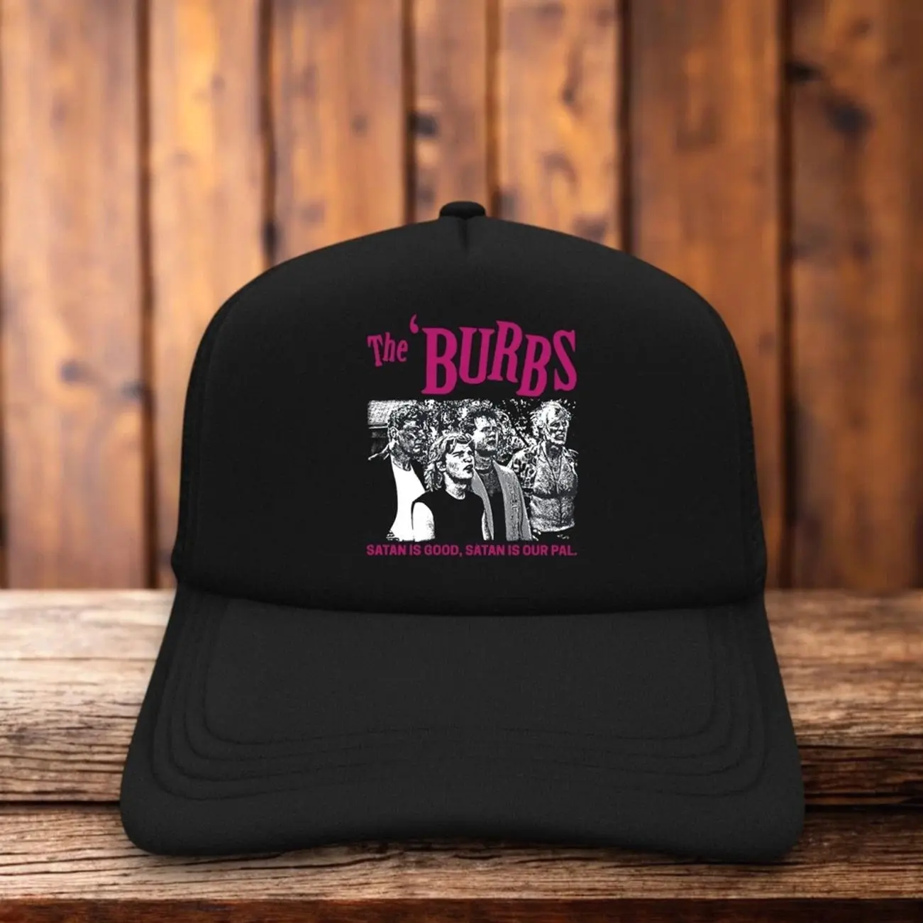 Classic 80s Horror Comedy Trucker Hat, Retro Graphic Snapback Baseball Cap, Adjustable Breathable Mesh Hat for Movie Buffs and Fans