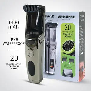 Electric Trimmer and Shaver,Built-in Vacuum Trimmer for Mustache,Sideburns,Facial Hair,Rechargeable,IPX6 Waterproof,2 Comb,Safe & Gentle Trimming,Husband Gift for Birthday and Halloween & Christmas Comfort