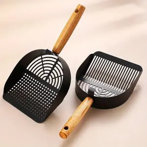 Heavy Duty Cat Litter Scoop with Hooks - 304 Stainless Steel Deep Scoop with 2 Interchangeable Sieve Meshes (Wide & Narrow), Durable Metal Sifter for Clumping Litter, Easy-Hang Storage