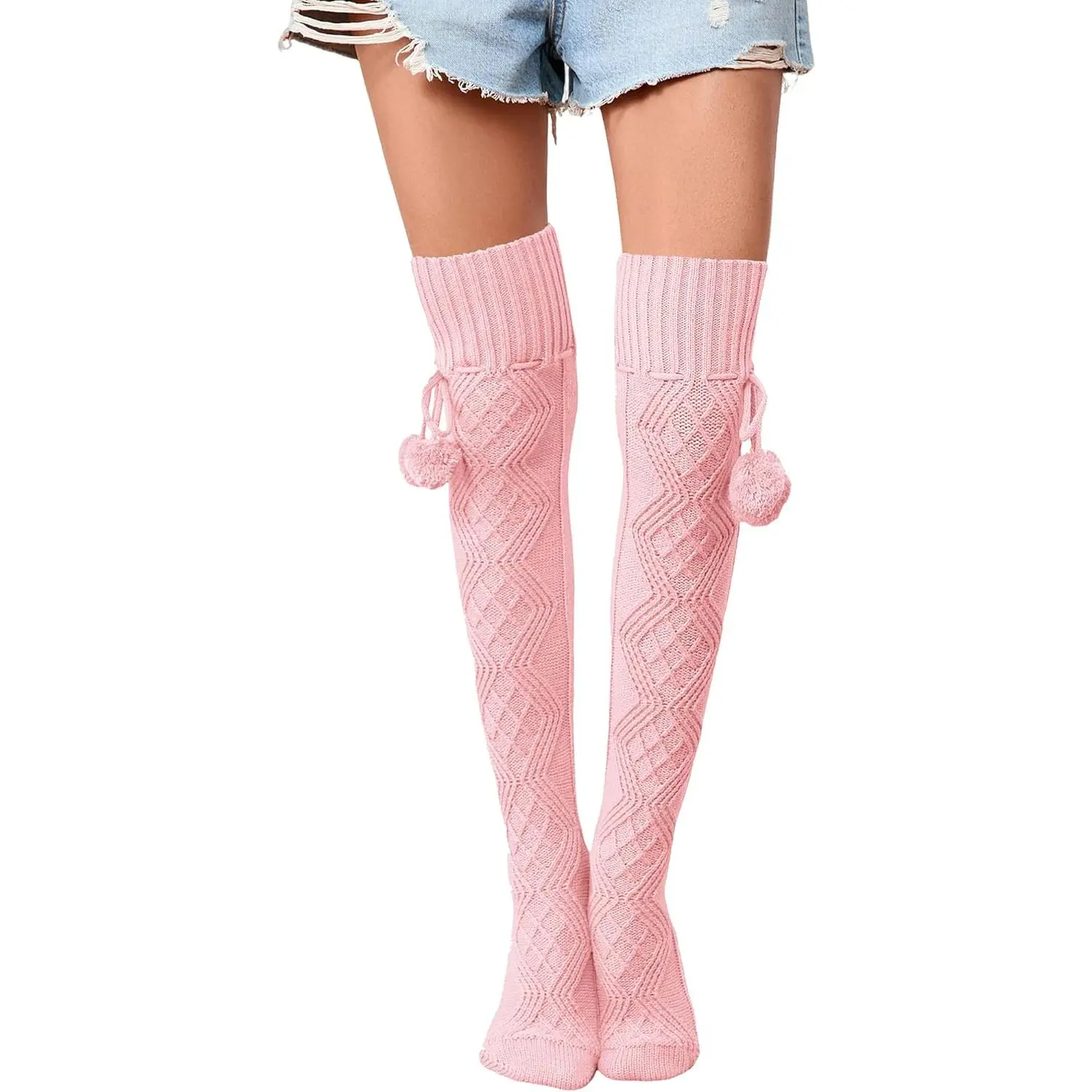 Women’s Knitwear Thick Cable Knit Thigh-High Warm Leg Warmers - Winter Over-Knee Boot Socks for Sports & Outdoor Accessories, Cute Leg Warmers, Comfortable, Chic, Classic, Thick Knit, Knee High, Thick Yarn
