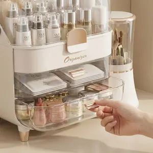 1 pack of cosmetic storage box, acrylic storage box, cosmetic display box, dresser cosmetic collection box, suitable for dressers, dressing cabinets, countertops, rose gold, polished surface, lightweight, no installation required