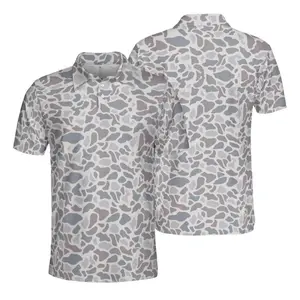 Classic Deer Camouflage Polo Shirt for Men Hunting Style Camo Pattern Breathable Lightweight Athletic Shirt