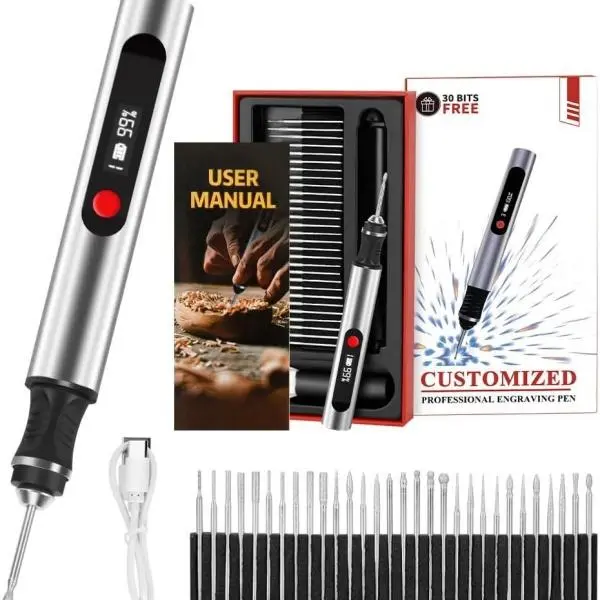 Customized Professional Engraving Pen with 30 Bits Free 165 Model USB Rechargeable Digital Engraver Tool Set
