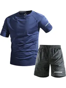 Tracksuit Men's Quick-Dry Sports Set Summer Thin Breathable Short Sleeve T shirt and Shorts Suit 2-Piece Fitness Running Training outfits Casual Wear