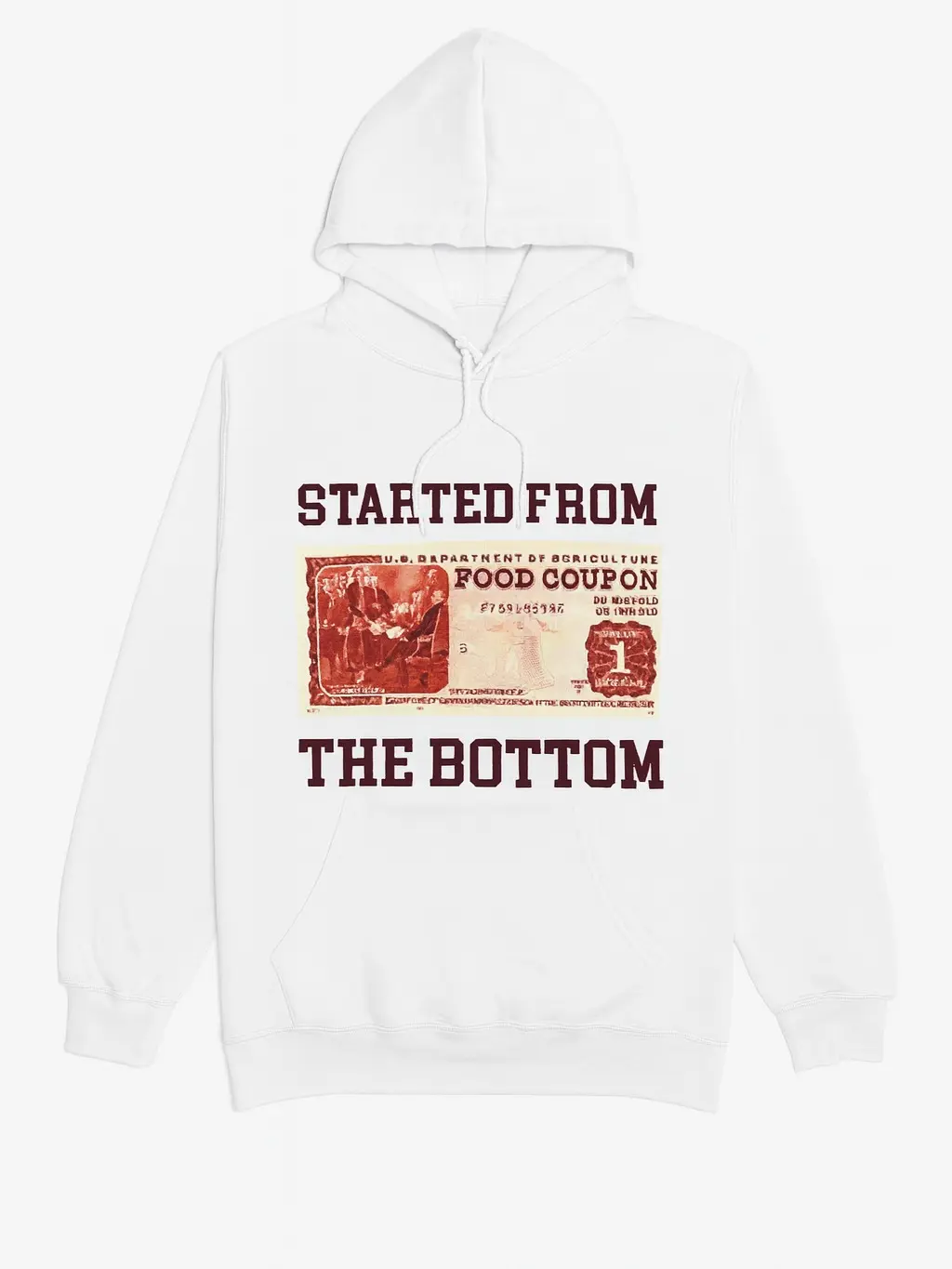 DEMARCIANO Men's Handmade Food Stamp Graphic Pullover Hoodie - Soft Preshrunk Cotton Basic Classic Short Apparel, Casual Clothes Menswear Top, Round Neck, Casual Ootd, Graphic Print, Fitted