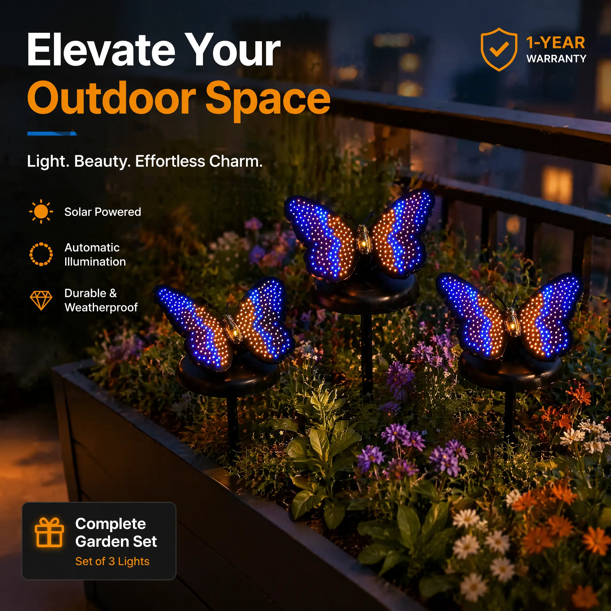 Solar Butterfly Garden Lights, Exterior Pathway Shrub Decor, Halloween-Christmas Outdoor Lighting, Unique Home Improvement Gardening Gift