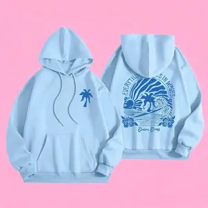 Everything Comes in Waves Women's Pullover Hoodie cozy, light blue design, 2 Sides, S-3XL
