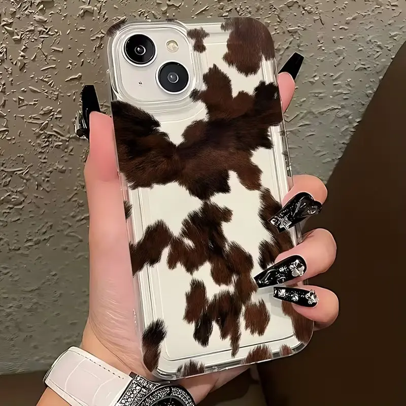 Cow Pattern Transparent Phone Case, Full Protection Shockproof Durable Protective Tpu Cover, Tpu Cellphone Casing, Fits iPhone 11/12/13/14/15/16/17 Pro Max, Gift for Boyfriend/girlfriend, Accessories, Smartphone