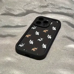 Creative Black French Bulldog High Bamboo Phone Case with Full Drop Protection, Compatible with for iphone 16, 15, 14, 13, 12, 11, XS, XR, X, 8, 7 Plus, Pro Max, SE Series. Perfect for Halloween Gifts, Easter Gifts, Birthdays, for Girlfriends