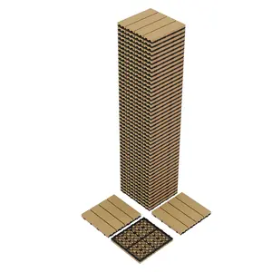 48-Pack 12"X12" Composite Deck Tiles – Waterproof Interlocking Patio Flooring for Indoor & Outdoor Use, Plastic Wood-Grain Tiles for Patio, Balcony