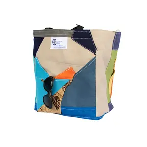 Large Style Open-Closure Web Strap Fabric Bag with Single Pocket