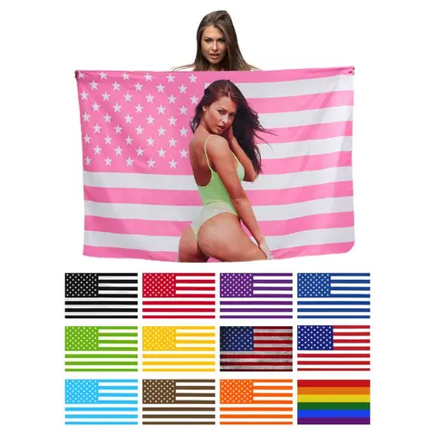 Custom Pink American Flag Tapestry - Personalized Photo Print Wall Decoration, Dorm-Ready School Decor, Unique Custom Flag Wall Poster, Thoughtful Gift, Available in 30x40in, 40x60in, 50x60in Sizes