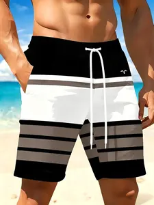 Men's Quick-Dry Swim Trunks, Bright and Geometric 3D Print, Casual Loose-Fitting Shorts for Beach Pool Gym Outdoor Activities, Swimming Shorts, Swimwear Shorts