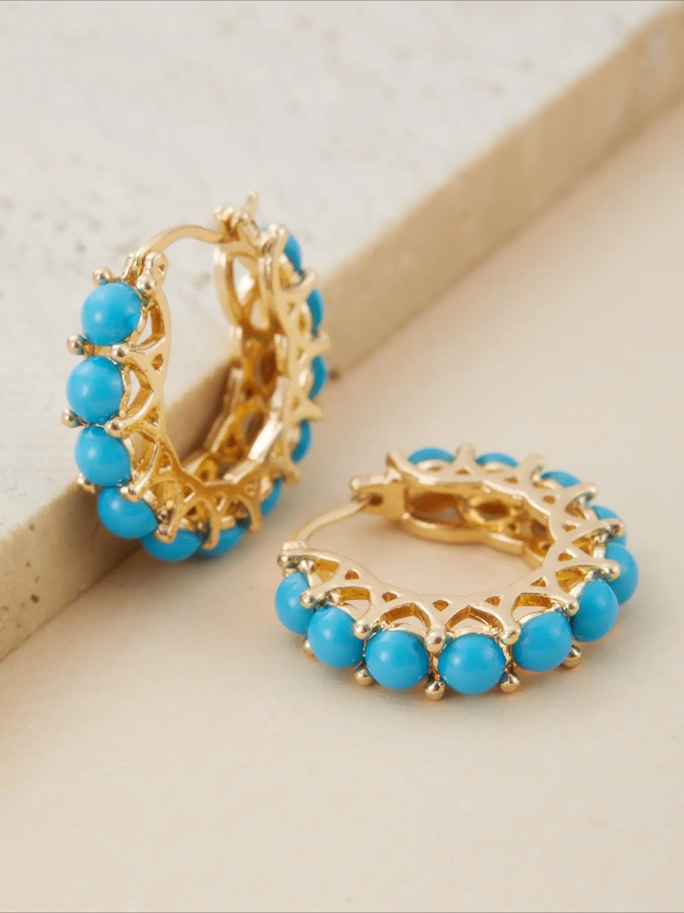 Creative Retro Synthetic Turquoise Hoop Shape Earrings, Bohemian Style Women's Holiday Party Chic Gorgeous Stylish Jewelry Accessories