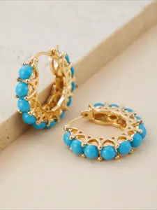 Creative Retro Synthetic Turquoise Hoop Shape Earrings, Bohemian Style Women's Holiday Party Chic Gorgeous Jewelry Accessories