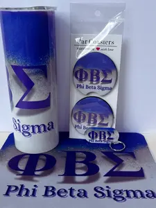 Sigma Pride Bundle - Royal Blue & White Tumbler Mouse Pad Car Coasters Keychain Fraternity Gift Set for Phi Beta Sigma