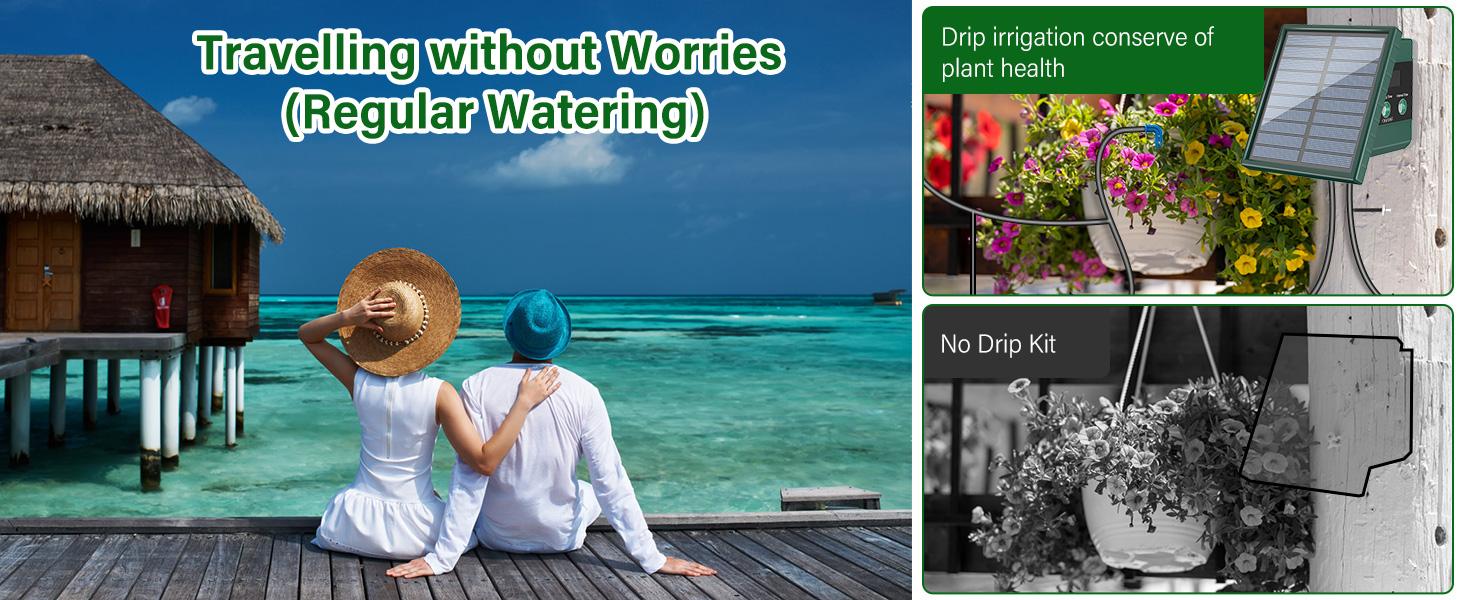 2026 Solar DIY Irrigation System Kit, 300 Watering Programs Automatic Drip Irrigation with 10M Hose & 10 Drip Tips for Indoor Outdoor Garden