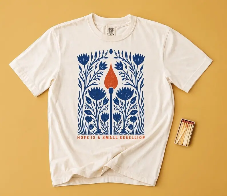 Comfort Colors Hope Is A Small Rebellion Shirt, Equal Rights Shirt, Liberal Tee, Democracy Tee, Resistance Shirt, Feminist Shirt