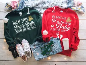 Couples Christmas Pregnancy Announcement Sweatshirts Sweaters, Christmas Pregnancy Announcement Sweater, Pregnancy Reveal