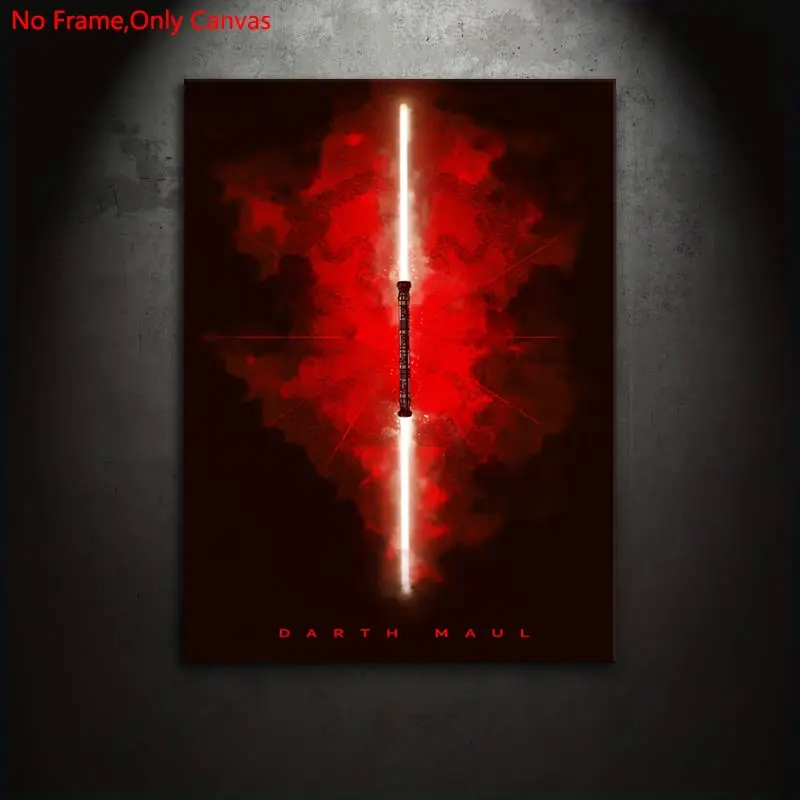 1 piece/set Frameless Canvas Painting Print Poster, Graphic prints, Classic Sci-Fi Art, Decorative Artwork, Darth Maul's Lightsaber, a perfect gift for movie fans, ideal for home spaces, mural, wall decor, room decoration