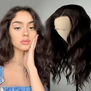 RONGDUOYI Dark Brown Bob Hair Synthetic Wig for Women Daily Use Short Wave Free Part Lace Front Wigs  16 Inches Brown Body Wavy Heat Friendly Dating Makeup Wigs
