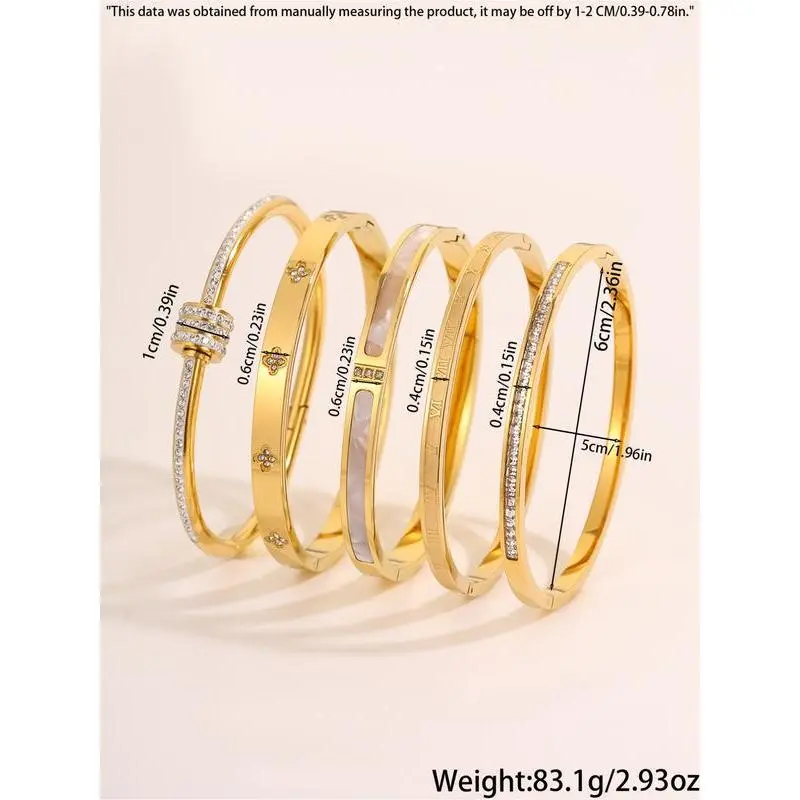 5-piece set of classic luxury 304 stainless steel bracelets paired with exquisite gift boxes, suitable for both men and women, perfect for daily use, vacation, and birthday gifts 5-piece set of classic luxury 304 stainless steel bracelets paired with exquisite gift boxes, suitable for both men and women, perfect for daily use, vacation, and birthday gifts