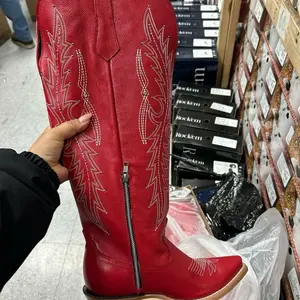 Wife Calf ROCKEM Red Boots - Stylish Footwear for Girls with Zipper Closure and Decorative Design