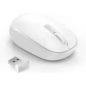 for Laptop, 2.4G Quiet Computer  with USB Receiver, 4 Buttons Portable Cordless Mice for Chromebook, Laptop, PC, , 800/1200/1600 DPI - White