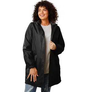 Woman Within Hooded Slicker Raincoat - 3X, Black
