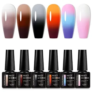 6pcs Thermal Gel Nail Polish Set, Popular 3 Layers Temperature Color-changeing DIY UV Glitter Nail Gel, Soak Off UV LED Gel Polish Nail Manicure, Ideal Gift for Women & Girls
