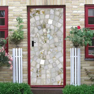 2pcs Natural Shell Mosaic Decorative Wall Stickers Self-Adhesive Door Stickers for Living Room Art Decoration Stickers Eco-Friendly Waterproof Removable Home Wall Decor Stickers European Simple Style Co