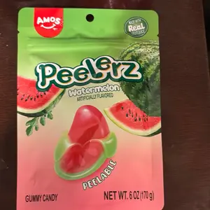 Amos Peel'rz Watermelon Flavored Gummy Candy - 6 oz (170 g) - Artificially Flavored Peelable Treats