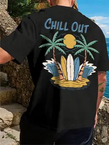 Summer Essential Heatwave T-Shirt, Menswear, Lightweight Breathable Fabric, Stylish Tropical Graphic Design for Casual Wear, Perfect Fitted Tee for Adults