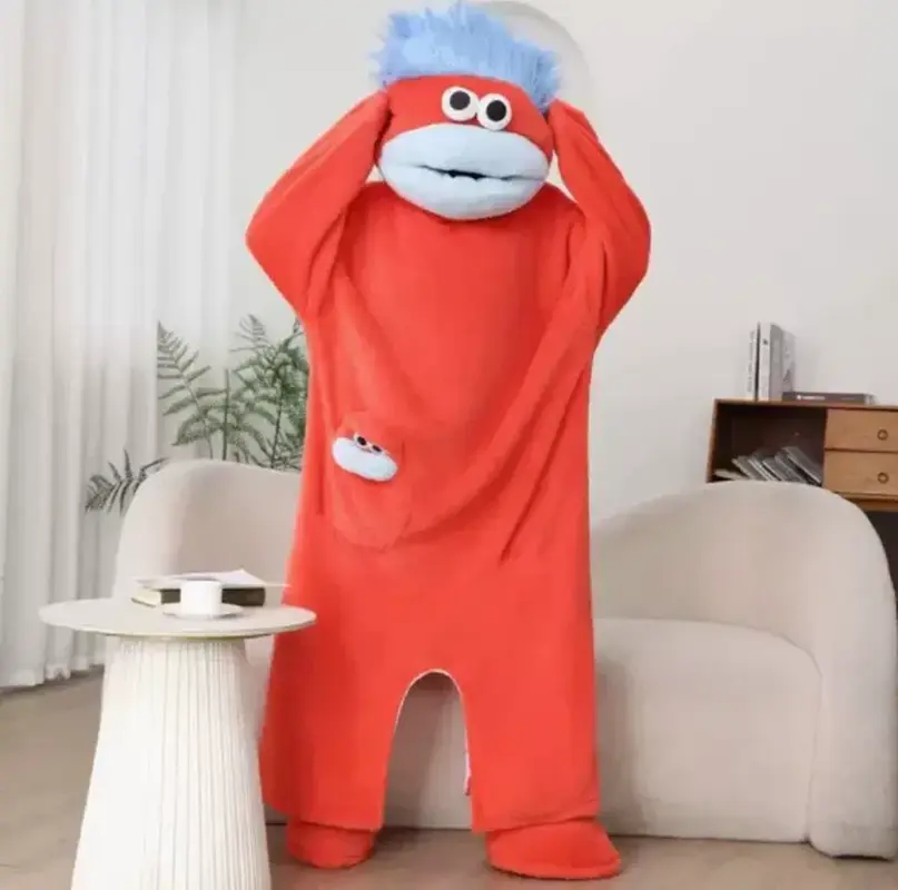 New Viral Funny Long Haired Sad Frog Jumpsuit Pajamas Cute Cartoon Abstract Fluffy Loungewear Homewear Sleepwear for Men Women Cozy Gift
