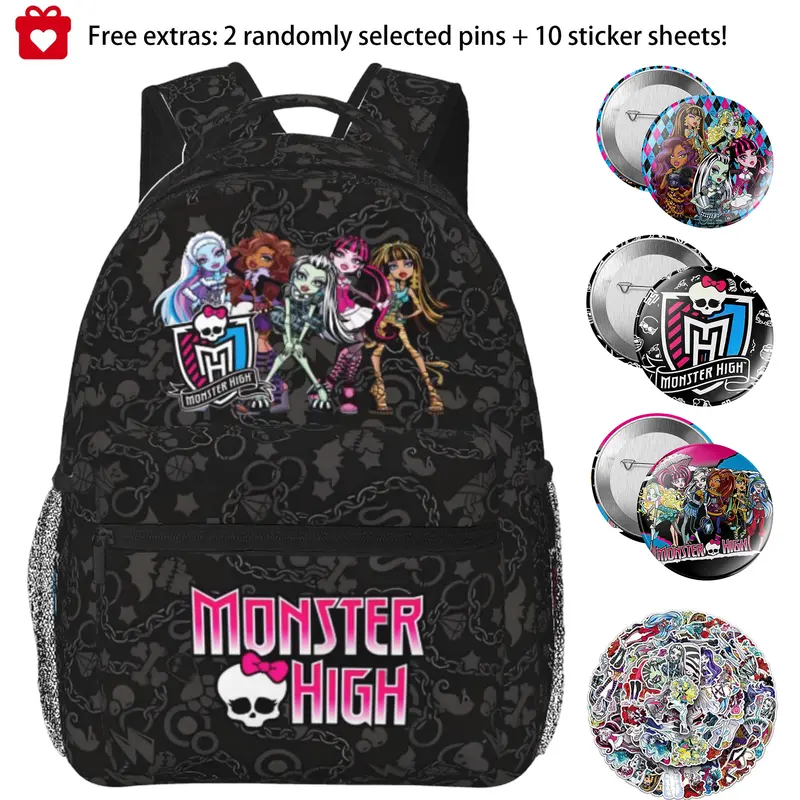 Monster high Backpack for Adults Monster high dolls Backpack with Adjustable Straps, Multi Pocket Lightweight Daypack for Work Travel Camping, Monster high doll Casual Backpack Gift for Men Women